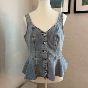Gap Denim Button-Down Peplum Tank Top